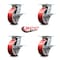 Service Caster 6 Inch Red Poly on Cast Iron Caster Set with Roller Bearing and Brake SCC SCC-35S620-PUR-RS-SLB-4 - alternate 3
